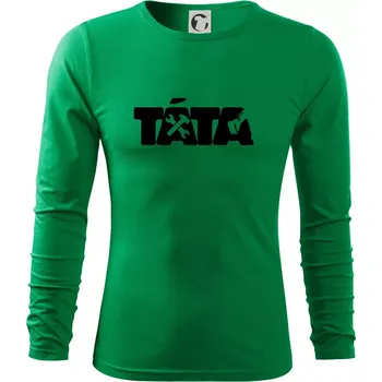 Pánské tričko Táta nápis - bagrista - Triko s dlouhým rukávem FIT-T long sleeve - M ( Středně zelená )