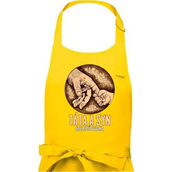Kuchyňská zástěra Táta a syn nejlepší dvojka - Pánská zástěra na vaření - Univerzální velikost ( Žlutá )