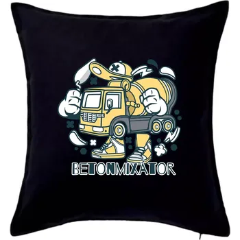 Polštář Betonmixátor - Polštář 50x50 - 50x50 - Včetně výplně ( Černá )