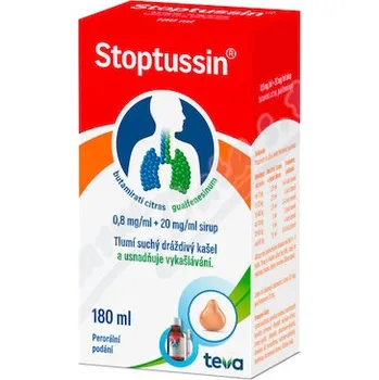 Lék na kašel, rýmu a nachlazení Stoptussin 0.8ml/mg+20mg/ml sir.1x180ml
