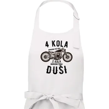 Kuchyňská zástěra 4 kola vs 2 kola - Pánská zástěra na vaření - Univerzální velikost ( Bílá )