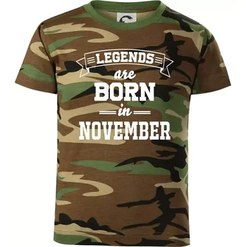 Chlapecké tričko Legends are born in November - Dětské maskáčové triko - 122 cm/6 let ( Hnědý maskáč )