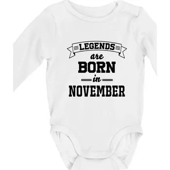 Legends are born in November - Body kojenecké s dlouhým rukávem - Dlouhý r. do 3 měs ( Bílá )