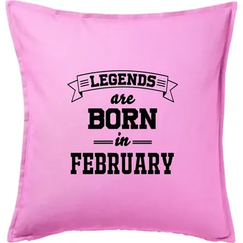 Polštář Legends are born in February - Polštář 50x50 - 50x50 - Pouze potah ( Růžová )