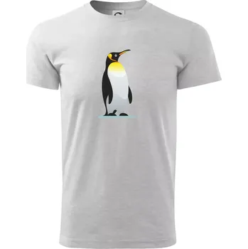 Tučňák se žlutou nákrčenkou - Triko extra velké (5-8XL) - 6XL ( Světlešedý Melír )