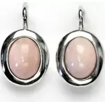 Zlaté náušnice ,bílé i žluté zlato, přírodní kámen růžový opál - NK 1355 (růžový opál 8x6 mm)