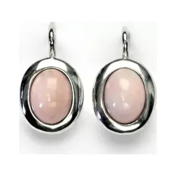 Drahý kámen Zlaté náušnice ,bílé i žluté zlato, přírodní kámen růžový opál - NK 1355 (růžový opál 8x6 mm)