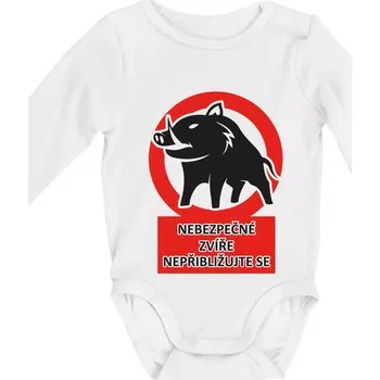 Nebezpečné zvíře - Body kojenecké s dlouhým rukávem - Dlouhý r. do 3 měs ( Bílá )