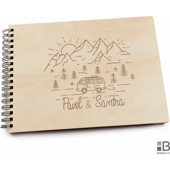 Fotoalbum Dřevěné kroužkové fotoalbum - Cestování 1 LT 20 listů Bílý papír