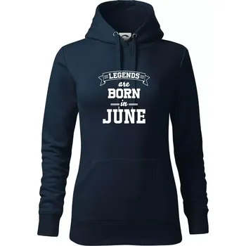 Dámská mikina Legends are born in June - Mikina dámská Cape s kapucí - 2XL ( Námořní modrá (velmi tmavá - téměř černá) )