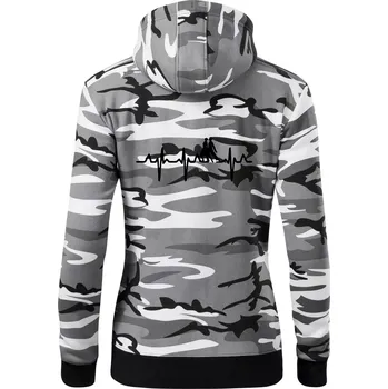 Dámská mikina EKG tango - Dámská mikina trendy zipper s kapucí - S ( Šedý maskáč )