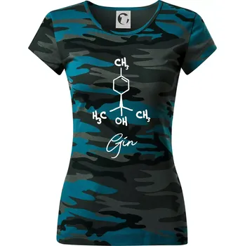 Barová chemie - gin - Dámské maskáčové triko - M ( Petrolejová maskáč )