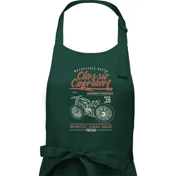 Kuchyňská zástěra Classic Caferacer - Pánská zástěra na vaření - Univerzální velikost ( Lahvově zelená )
