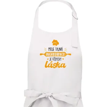 Kuchyňská zástěra Moje tajná ingredience láska - Dámská zástěra na vaření - Univerzální velikost ( Bílá )