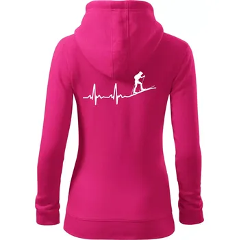 Dámská mikina EKG skialpinismus - Dámská mikina trendy zipper s kapucí - S ( Purpurová )