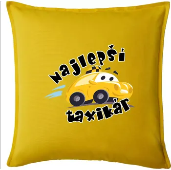 Polštář Nejlepší taxikář kreslený - Polštář 50x50 - 50x50 - Pouze potah ( Žlutá )