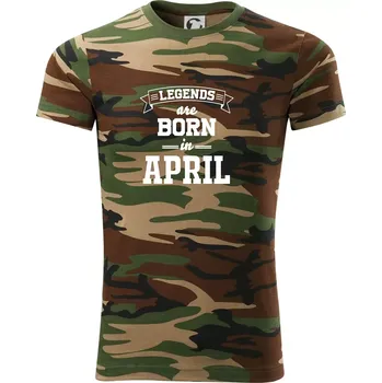 Pánské tričko Legends are born in April - Army CAMOUFLAGE - 3XL ( Hnědý maskáč )