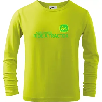 Chlapecké oblečení Save horse, ride tractor - Triko dětské Long Sleeve - 158 cm/12 let ( Limetková )