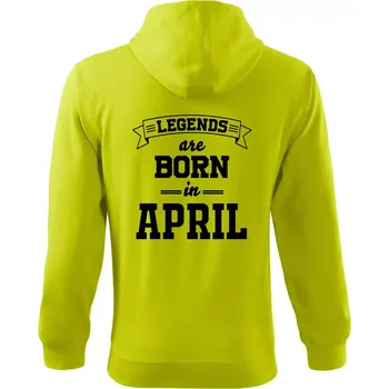 Pánská mikina Legends are born in April - Mikina s kapucí na zip trendy zipper - S ( Limetková )