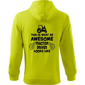 Pánská mikina Užasný řidič je zde! - Mikina s kapucí na zip trendy zipper - M ( Limetková )