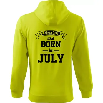 Pánská mikina Legends are born in July - Mikina s kapucí na zip trendy zipper - 2XL ( Limetková )