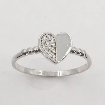 Prsten Zlatý prsten srdíčko se zirkony z bílého zlata