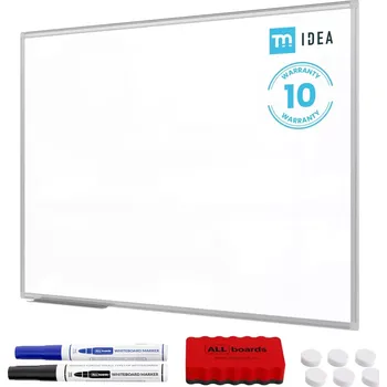 Allboards – Bílá popisovací magnetická tabule 120x90 cm v hliníkovým rámu + sada příslušenství – TM IDEA® série Flex C7129