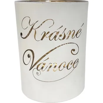 Vánoční svícen Svícen skleněný SS - Krásné Vánoce bílý 6,5*5,5cm 9306107F