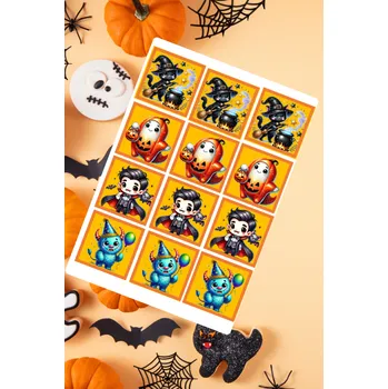 Jedlá dekorace na dort Jedlý tisk na fondánový list A4 " Halloween kostka oranž 4." (6 cm)