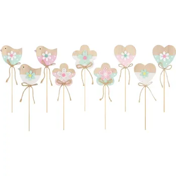 Dekorace do dětského pokoje Zápich dřevěný 6 cm se špejlí pastelové barvy - kuřátko