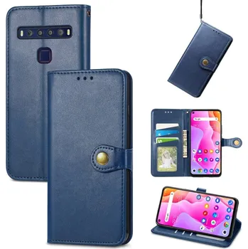 Pouzdro na tablet VSECHNONAMOBIL 116407 LEATHER BUCKLE Peněženkový obal pro TCL 10L modrý