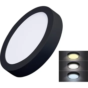 LED osvětlení Solight LED mini panel CCT, přisazený, 12W, 900lm, 3000K, 4000K, 6000K, kulatý, černá barva