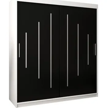 Šatní skříň Šatní skříň s posuvnými dveřmi YORK - 180x200cm -Bílá-Černá-