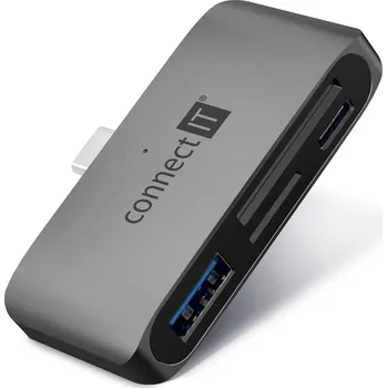 Příslušenství pro datový nosič CONNECT IT CompactPRO externí USB-C hub + čtečka karet ANTRACITOVÁ