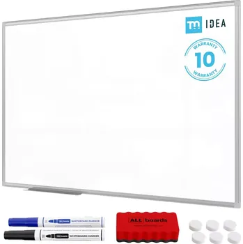 Allboards Bílá popisovací magnetická tabule 120x80 cm v hliníkovým rámu + sada příslušenství – TM IDEA® série Flex C7128