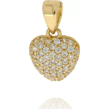 Přívěsek Zlatý přívěsek srdce s čirými zirkony