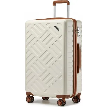 Módní doplněk Kono 2495 Kufr Spinner 65cm Krémový ABS/Polykarbonát