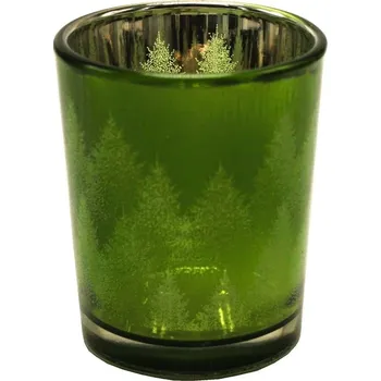 Vánoční svícen Svícen skleněný M se stromky 8*7cm 9306011