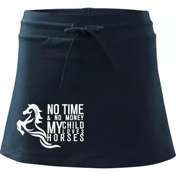 Dámská sukně No time no money my child loves horses - Sportovní sukně - two in one - L ( Námořní modrá (velmi tmavá - téměř černá) )