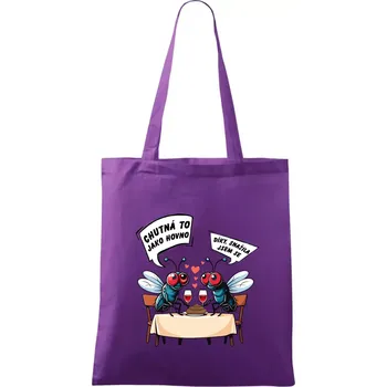 Mouchy večeře - Taška bavlněná - 42 x 38 cm ( Fialová )