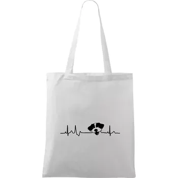 Jack Russell Terriér hrubosrstý Ekg - Taška bavlněná - 42 x 38 cm ( Bílá )