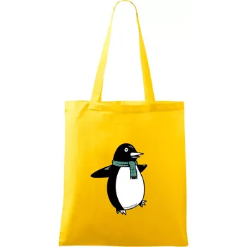 Nákupní taška Tučňák se zelenou šálou - Taška bavlněná - 42 x 38 cm ( Žlutá )