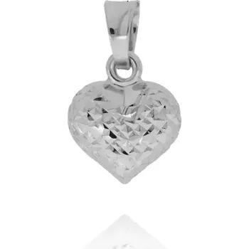 Přívěsek Zlatý přívěsek srdce z bílého zlata s gravírováním