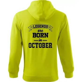 Pánská mikina Legends are born in October - Mikina s kapucí na zip trendy zipper - 3XL ( Limetková )