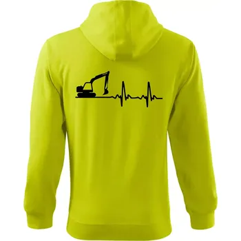 Pánská mikina EKG bagr - Mikina s kapucí na zip trendy zipper - L ( Limetková )