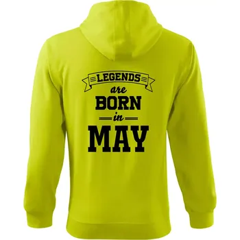 Pánská móda Legends are born in May - Mikina s kapucí na zip trendy zipper - S ( Limetková )