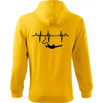 Pánská mikina EKG bungee jumping - Mikina s kapucí na zip trendy zipper - XL ( Žlutá )