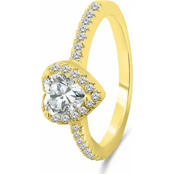 Prsten Brilio Silver Romantický pozlacený prsten Srdce RI047Y 60 mm + 2 měsíce na vrácení zboží