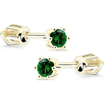 Náušnice Cutie Jewellery Zlaté náušnice se zirkony Z8012Z Barva: Zelená