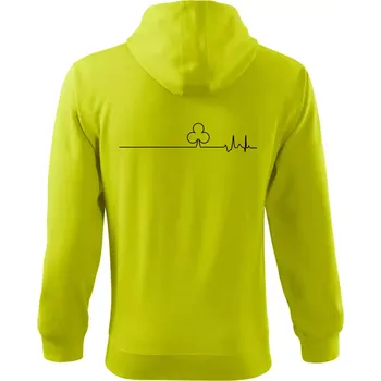 Pánská mikina Poker EKG žaludy trefy - Mikina s kapucí na zip trendy zipper - S ( Limetková )